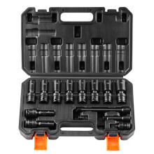 Schwenkbare Stecknüsse-Duoku-Universell 14 Teile-Antrieb 3/8"-Metrisch Tief 10-19 mm-6 Punkte