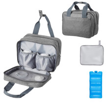 Saco para Extrator de Leite M5/M6-Duoku-com Isolamento Térmico-Entregue com Pacote de Gelo-Manta Impermeável e Estojo de Transporte-Cinza