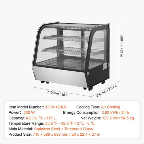 Vitrine Réfrigérée - DUOKU - XCW-120LS - 115 L - Refroidissement par air - Éclairage LED 1