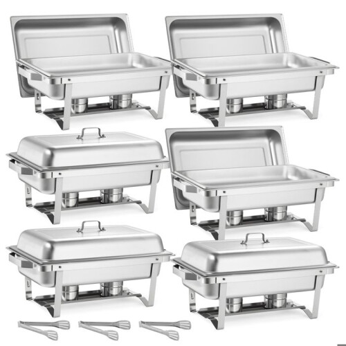 Rechaud Retangular - DUOKU - HZ-433 - 6 Peças - 8,6 L - Aço Inoxidável