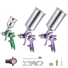 Kit de Pistolas de Pintura Pneumáticas por Gravidade-Duoku-Conjunto de 3-com Bicos de 1,0 mm-1,4 mm e 1,8 mm