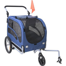 Remorque pour Chien - DUOKU - 2 en 1 - 45 kg - Pliable - Couleur Bleu/Noir