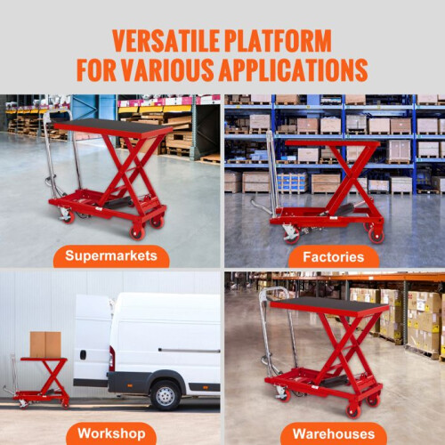 Carrinho de Mesa Elevatória Hidráulica-Duoku-Levantamento de 28,5 polegadas-Vermelho-para uma Manuseio Eficiente de Materiais 1
