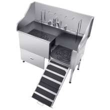 Baignoire de chien - DUOKU - K2E01006 - 155 cm - Acier inoxydable 304 - Rampe, filtre et robinet