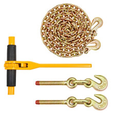 Insieme di Catena e Tendifilo a Cricchetto-Duoku-3/8"-1/2", 9200 lb WLL-per Traino, Trasporto e Fissaggio di Camion