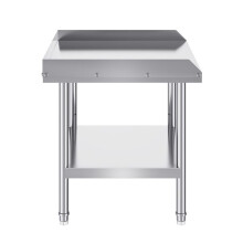 Table de Travail Cuisine Acier Inoxydable-Duoku-Table de Préparation-610 x 711 x 660 mm-avec Dosseret à 3 Côtés-Hauteur Réglable