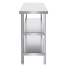 Mesa de Trabajo de Cocina de Acero Inoxidable-Duoku-Mesa de Preparación-457 x 1219 x 864 mm-con 2 Estantes Inferiores Ajustables