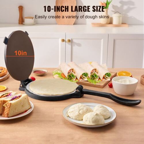Prensa para Tortilla - DUOKU - HES250 - Ferro pré-temperado - 25 cm (10") - 100 papéis sulfurizados 2