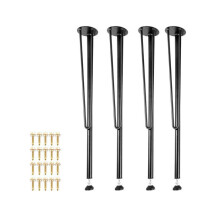 Pieds de Table en Épingle à Cheveux - DUOKU - 71 cm - Lot de 4 - Noir - Acier - Protections en Caoutchouc