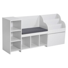 Banco de Armazenamento Duoku para Crianças 170 x 40 x 80 cm, Estante de Madeira com Espaço de Armazenamento para Brinquedos, Branco