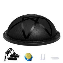 Demi-ballon d'exercice - DUOKU - Ballon d'équilibre 23 po - Capacité 300 kg - Noir - Avec bandes de résistance
