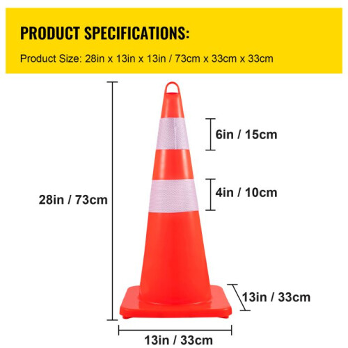 Cone de Segurança-Duoku-12 x 28 Polegadas-Cone de Tráfego/Construção em PVC Laranja-2 Colares Reflexivos 1