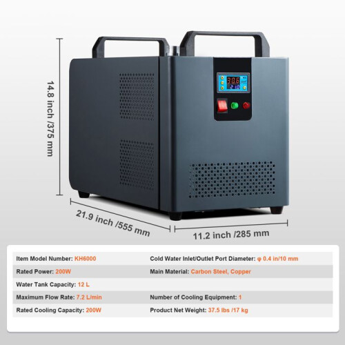 Raffreddatore d'acqua - DUOKU - KH-6000 - Serbatoio 12L - 200W - Flusso 7,2L/min 1
