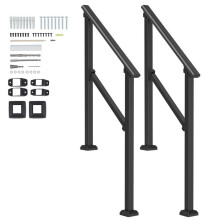 Corrimano per Scale Esterne - DUOKU - FG-23-2 - Acciaio al Carbonio - Nero - 2 Pezzi