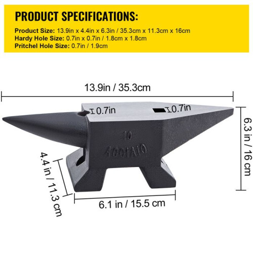 Kovapainos - DUOKU - 22BLACK - 22 lb (10 kg) - Pöytä 355x110 mm - Kova teräs 55 HRC 1