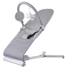 Transat para Bebé-Duoku-Silla Transat Plegable para Bebés de 0 a 9 Meses-Transat para Nuevos-Juguete de Barra Rotativa-Gris Claro