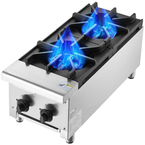 Gasherd - DUOKU - EUGHP-212 - 2 Brenner - 14 KW - Edelstahl