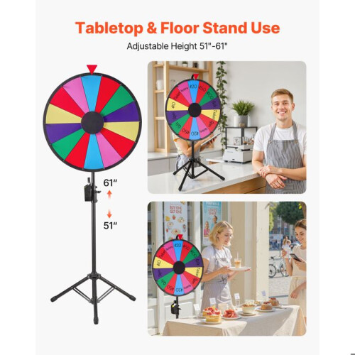 Roue de Loterie - DUOKU - 610 mm - 14 Sections - Trépied Réglable - Surface Effaçable à Sec 2