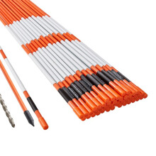 Duilmarkers-Duoku-50 Stuks 48 in-Fiberglas Palen Oranje-met Reflecterende Band-12 in Stalen Boor en Handschoenen