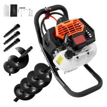 Tarière à Essence-Duoku-52 CC-1 450 W-Forets de 6" et 10"-avec 3 Tiges D'extension-Pour Plantes de Jardin Agricoles-Orange + Noir