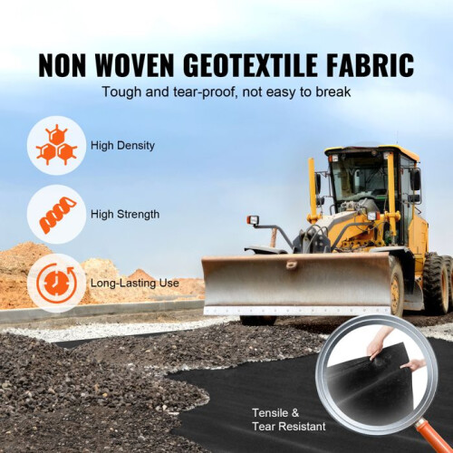 Geotextil - DUOKU - 4x100FT - 8OZ - Robuste Bodenabdeckung - Unkrauthemmend - Schwarz 2