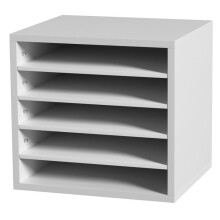 Organizadores de Literatura-Duoku-Buzón de Oficina con 5 Compartimentos-Clasificador de Literatura de Madera 13,9x12x13 in, Blanco