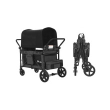 Wagen für 4 Kinder-Duoku-Quad-Puppe-Faltbar-mit verstellbarem Griff-Sicherheitsgurt und abnehmbarem Verdeck