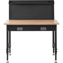 Höhenverstellbarer Arbeitstisch-Duoku-28-39,5"-Garagenarbeitsplatz mit Eichen- und Kohlenstoffstahlplatten-2000 lb Tragfähigkeit