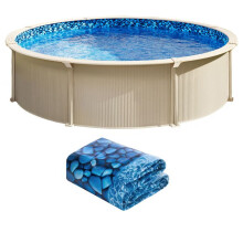 Rivestimento per Piscina - DUOKU - Rotondo 27 Piedi - Vinile - Altezza 48-54 Pollici - Beige