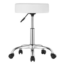 Pyörillä varustettu stool - DUOKU - MST001-W - Korkeussäädettävä - Paksu PU-nahka - Valkoinen