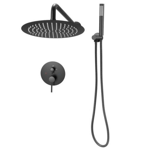 Duschsystem - DUOKU - BY10-311G - Rundkopf 25,4 cm - Duschset - Matt Schwarz