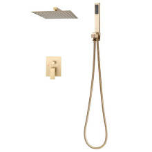Inbouw Douchekraan Set-Duoku-Regendouchesysteem met Vierkante Handdouche van 25,4 cm-Handdouche -Goud