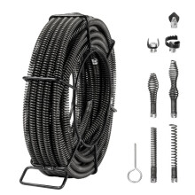 Câble de Nettoyage de Drain-Duoku-66 FT x 5/8 Pouce-pour Tuyaux de 0,8" à 3,9", Noyau Creux pour Évier, Drain de Sol, Toilettes