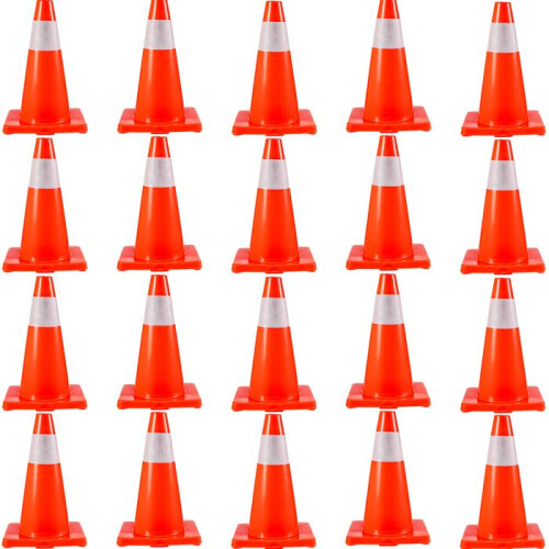 Lote de 20 Cones de Sinalização-Duoku-18 Polegadas-Cones de Estacionamento de Segurança com Base em PVC-Colares Refletores Laranja