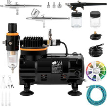 Professionele Airbrush - DUOKU - Dubbele Actie - Inclusief Compressor - 120W - Zwart