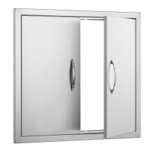 Puerta de acceso para Barbacoa-Duoku-Puerta de Cocina Exterior Doble 660x609 mm-en Acero Inoxidable, Puerta Vertical de Pared