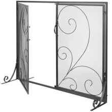 Feuerstelle mit 2 Paneelen und Tür-Duoku-990 x 802 mm-Schutz gegen Funken aus robustem Eisennetz-Vintage