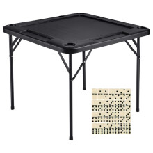 Mesa de Mahjong - DUOKU - Dobrável Quadrada - 4 Jogadores - 4 Suportes para Copos - Preto