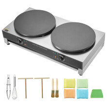 Elektrische Crêpière-Duoku- Dubbele Kop van 16 Inch- 3400 W- Roestvrij Staal Antikleef- Temperatuurregeling