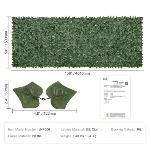 Chiusura di Riservatezza - DUOKU - Edera Artificiale - 1,5 x 4 m - Schermo Murale Verde - Tessuto A Rete 1