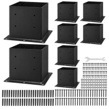 Support de Poteau Bois - DUOKU - Base de Poteau - Lot de 8 - Acier au Carbone - 92x92 mm