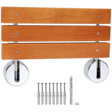 Sedia da Doccia Pieghevole in Teak-Duoku-20,1" x 13,2" Aperta-Panca da Doccia Pieghevole a Fissaggio Murale con Capacità di Carico 199,58 kg