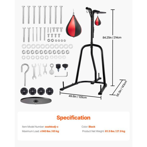 Support de Sac de Boxe - DUOKU - Acier Robuste - Charge Max 140 lb - Autoportant - Noir 1