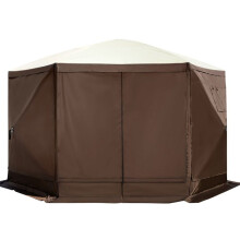 Tenda Gazebo-Duoku-12 x 12 pi-Abrigo de Teto Retrátil com 6 Lados-com Janelas de Rede-Saco de Transporte Portátil