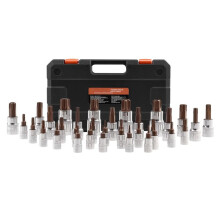 Torx-Nuss-Satz-Duoku-34 Teile-Feste Stern T6-T70 und unknackbar, S2-Stahl und Cr-V, Handgebrauch