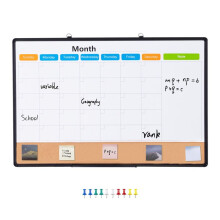 Calendrier Mensuel - DUOKU - Combo Tableau Blanc et Liège - 600x900mm - Cadre Aluminium - 2,0 kg