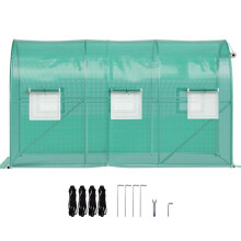 Serre Tunnel - DUOKU - VV-TG-1577GREEN - 3,7 x 2,1 x 2,1 m - Geëgalvaniseerd Staal - Draagbaar voor Planten