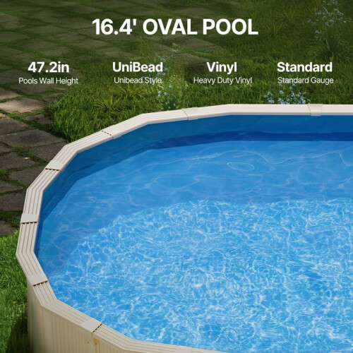 Poolabdeckung - DUOKU - Oval - 16,4 x 9,8 ft - Unibead-Vinyl - Standardmaß 2