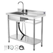 Nutswasbak - DUOKU - SS100-1 - 1 bak - 3-in-1 ontwerp (werkblad, verstelbaar rek) - 360 mengkraan