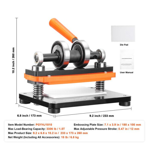 Máquina de Corte de Couro-Duoku- 7,1 x 3,9 Polegadas- Curso de 0,47 Polegadas- Eixos de Guia Duplos- 110 V 1
